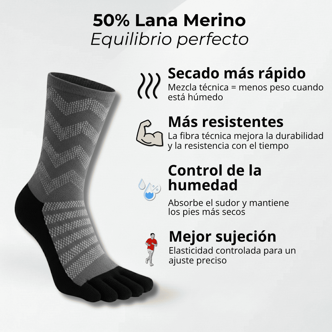 Calcetines con dedos de lana merino